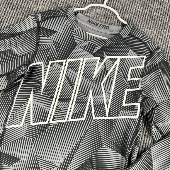 Nike Other - Nike Pro Shirt Youth Boys XL Extra Large Black Geometric Long Sleeve Compression